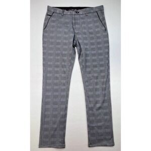 Suslo Couture Plaid Dress Pants 34x30 Black‎ Check Tapered Stretch Limited Use